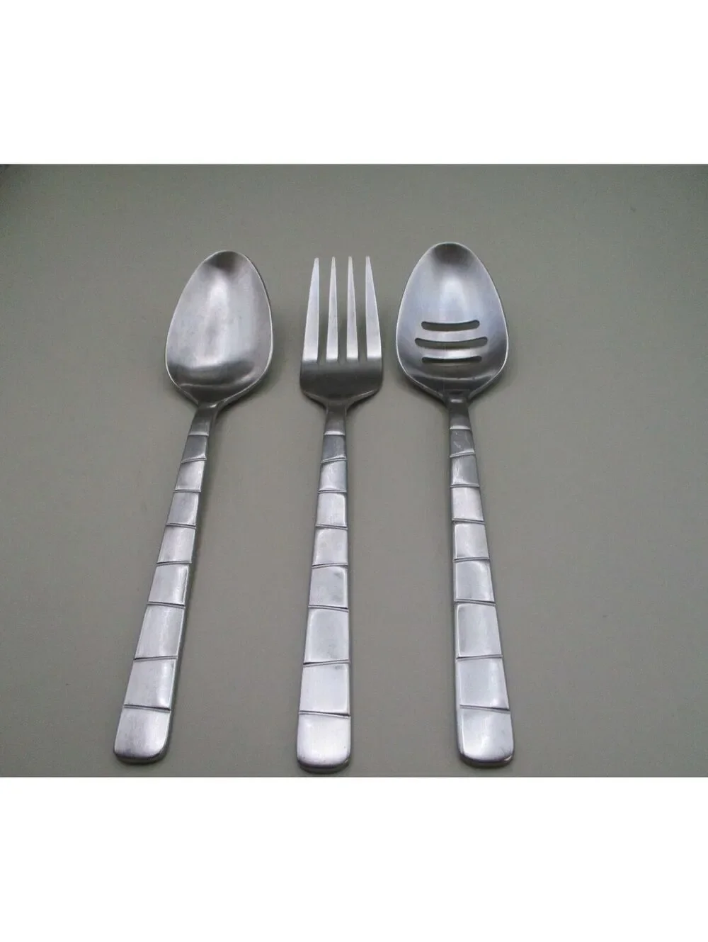 Oneida Modulus Black Satin Stainless Flatware Hostess Serving Set 3 Pc
